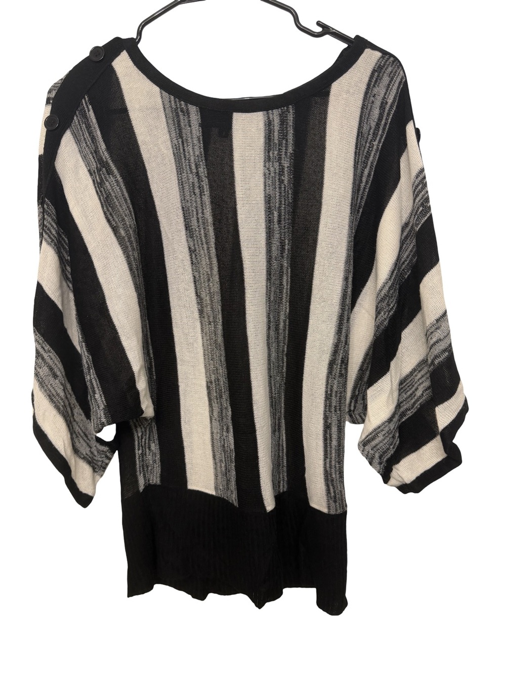 Brittany Black Black and Cream Striped Off-the-Shoulder Sweater